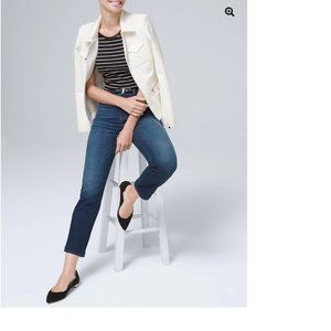 WHBM high rise straight crop jeans in dark wash 00